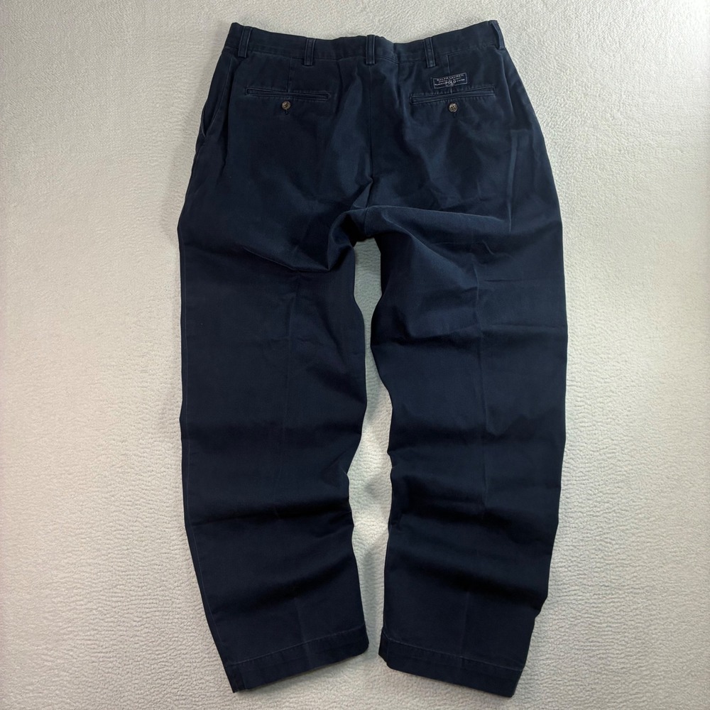 Vintage Polo Ralph Lauren Prospect Chino Pants Mens 35x29 Blue Preppy Trousers‎